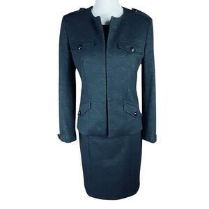 Judith & Charles Womens Dark Gray Sheath Dress Jacket Set Size 6